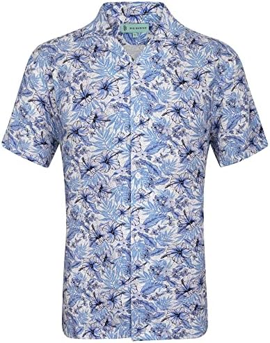 MIO MARINO MEN HAWAIIAN חולצות | חולצות כפתור מזדמנים לגברים, שרוול קצר, לחוף ולקיץ